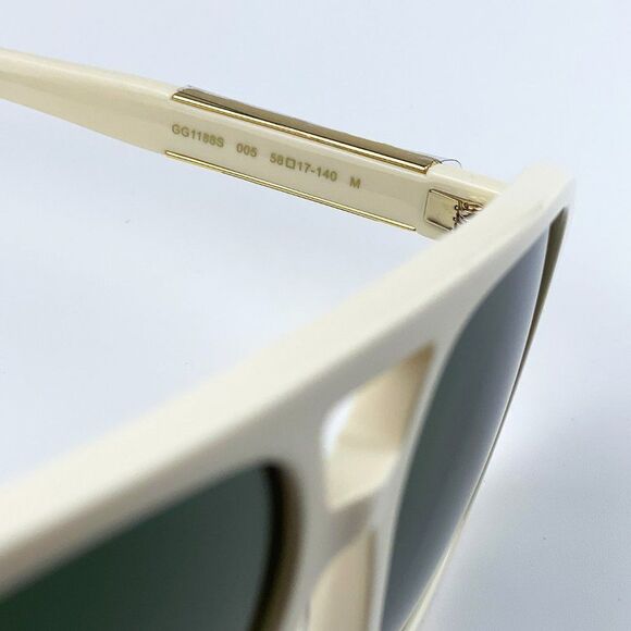 NEW Gucci GG1188S 005 Ivory White Green Pilot Unisex Logo Sunglasses main image 5